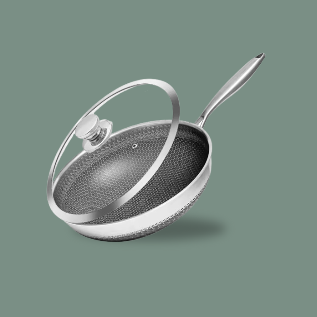 Durable hybrid pan designed to replace traditional non-stick cookware
